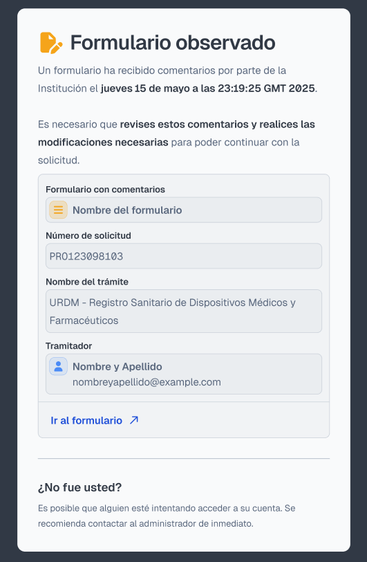 Correo de formulario observado