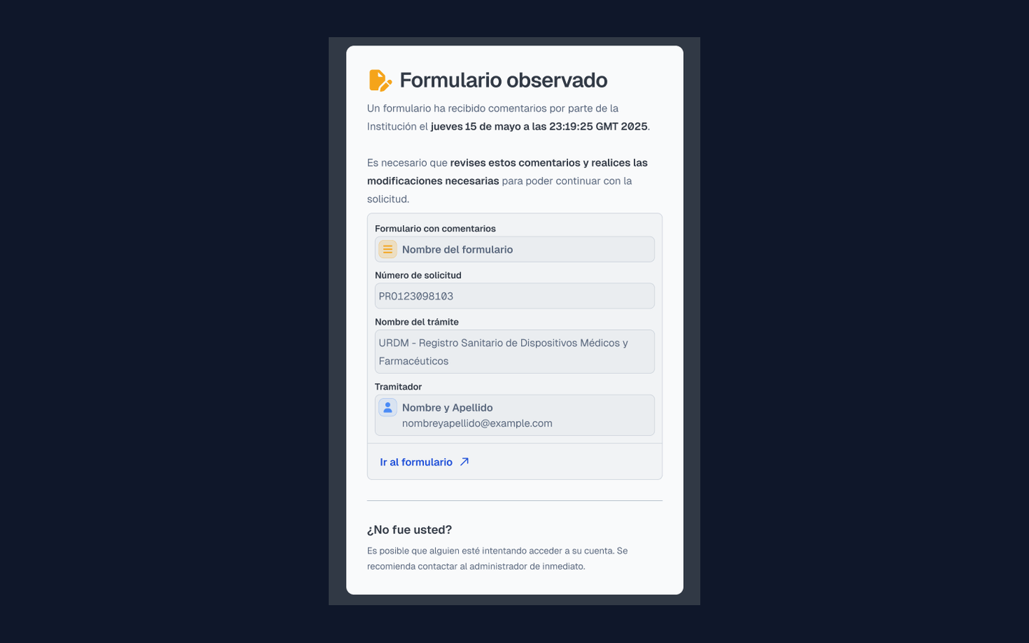 Correo de formulario observado