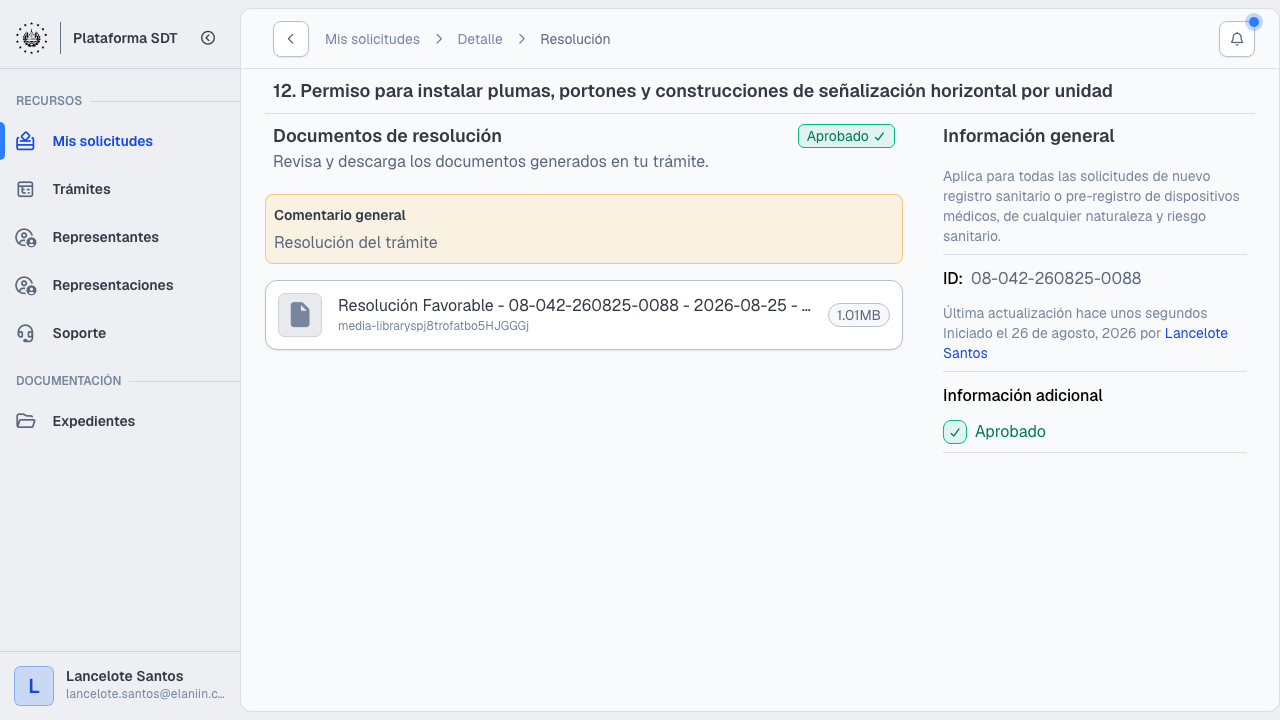 Documentos de resolución con permiso aprobado