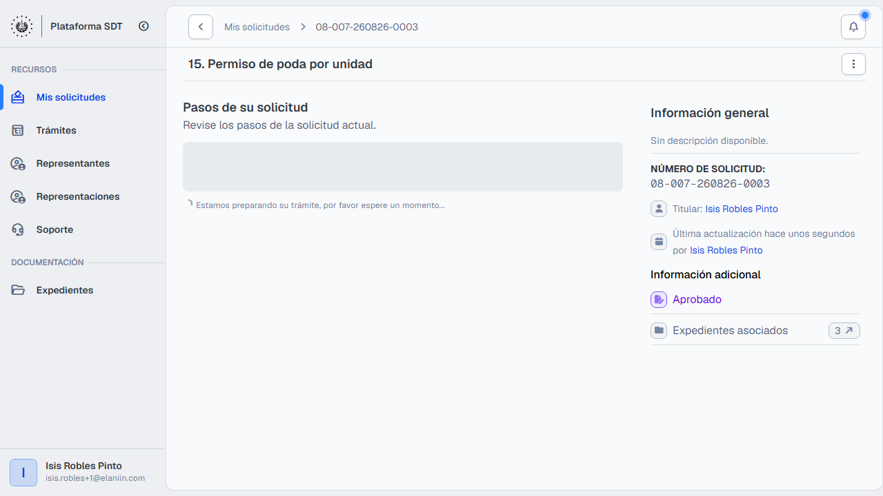 Detalle con permiso de poda aprobado