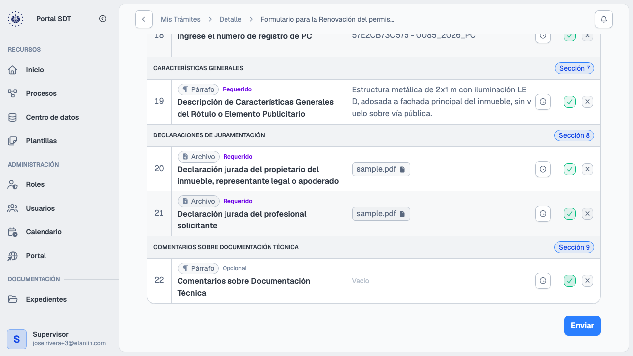 Documentos de renovación de rótulos
