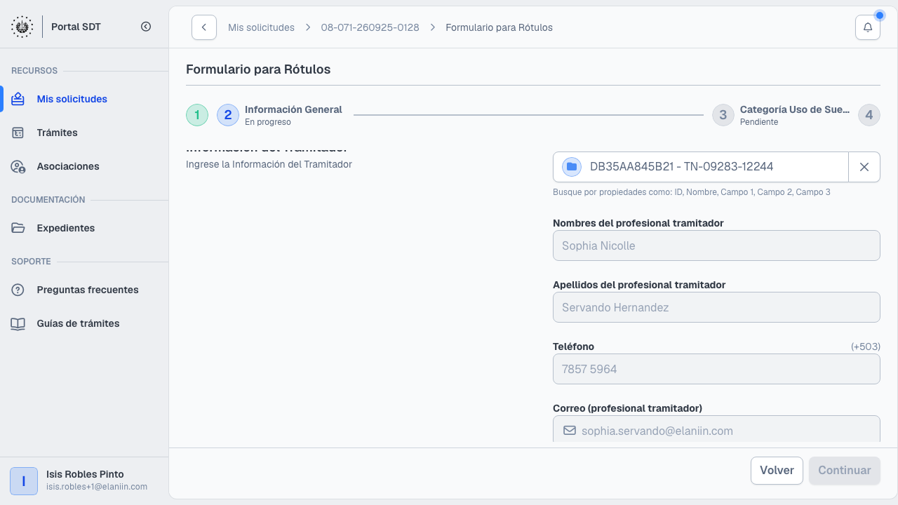 Formulario de rótulos paso 2