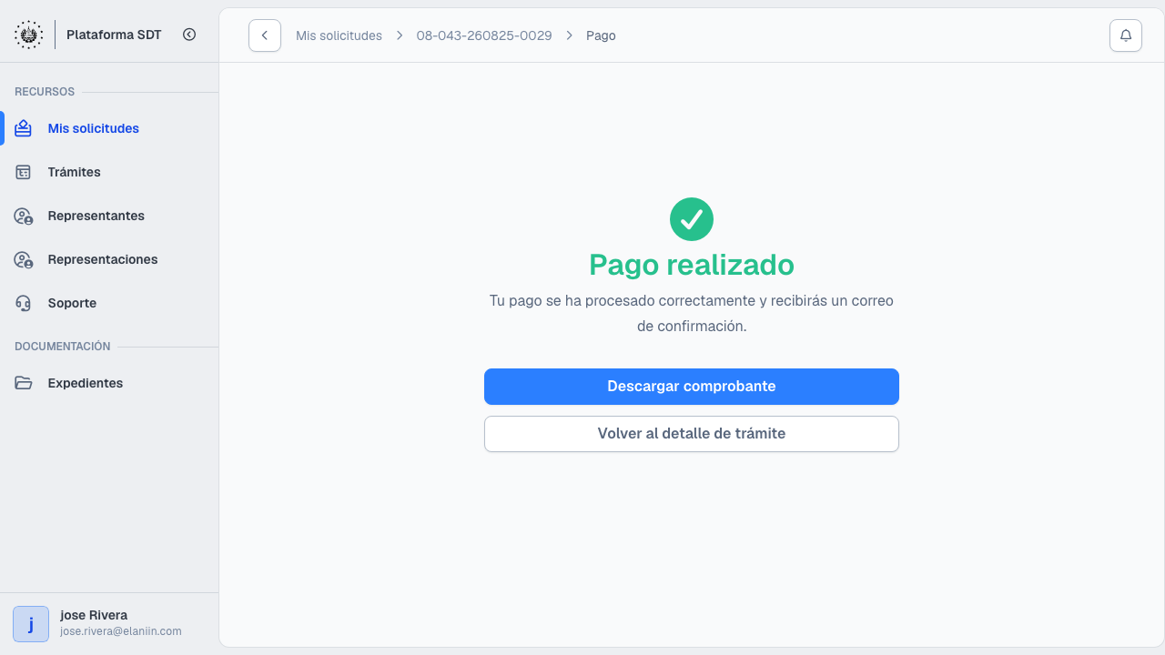 Confirmación de pago realizado