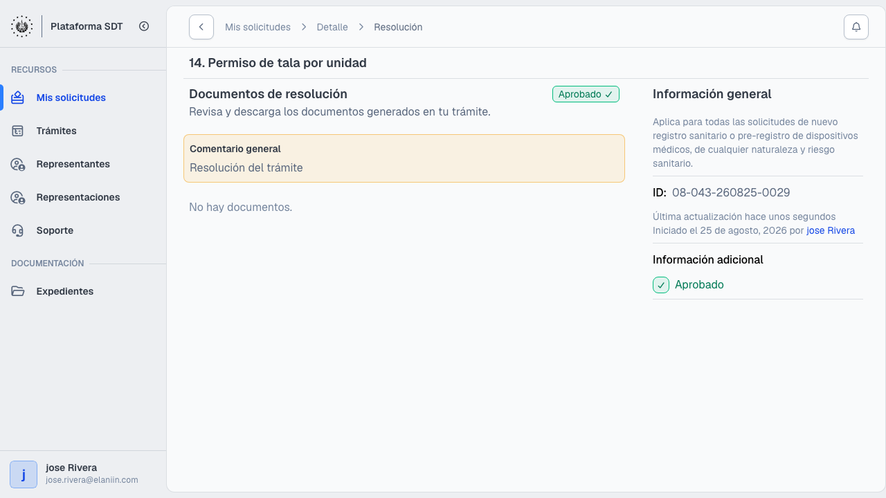Documentos de resolución con permiso de tala aprobado