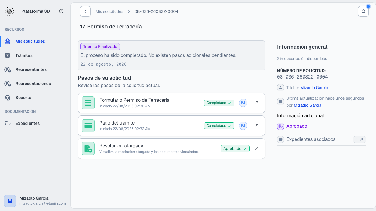 Detalle con permiso de terracería aprobado
